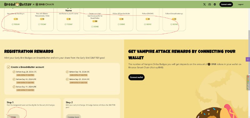 币安链上的web3社交app BreadnButter28号前注册能获得第一批早鸟徽章由@OpenSocialLabs支持上一个支持的项目 SoMon  NFT最高7X后面单号空投几百U代币，非常不卷的项目！！简单几分钟就能完成多号需要谷歌邮箱  推特   DC注意防女巫任务非常简单